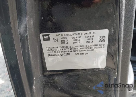 2016 Chevrolet Impala Limited Ltz from USA, damaged, VIN 2G1WC5E37G1122749